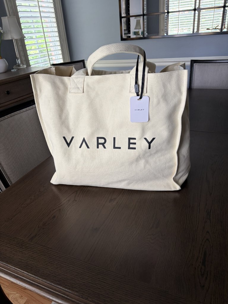 Varley Market Tote Bag Ivory Canvas Logo Tote Nwt Style Var01446 New With Tags